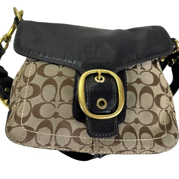 Coach Bleecker Vintage Canvas and Leather Buckle Flap Crossbody Bag - Picture 2 of 14